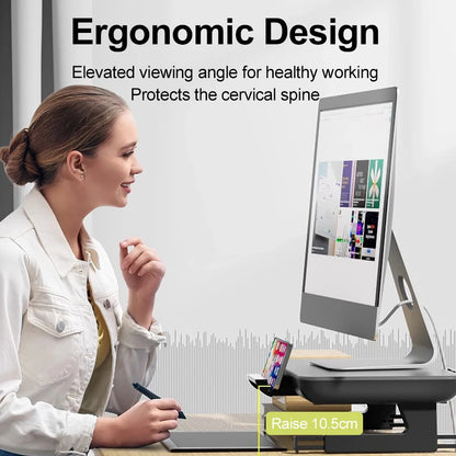 Foldable Laptop Stand Computer Riser, Computer Raising Stand Monitor Base for Desk, Ergonomic Design, Two-Stage Height Adjustmen - Rehmiar