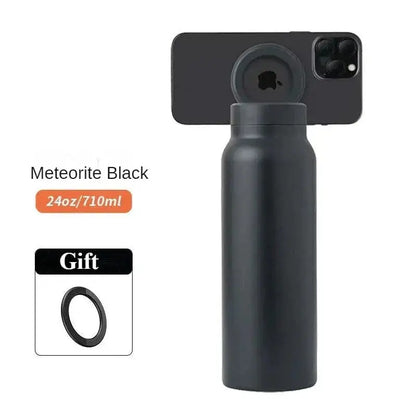 24oz Insulated Stainless Steel Water Bottle – Magnetic Lid with Phone Holder - BPA-Free - Rehmiar