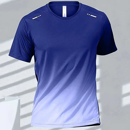 Men's Quick-Drying Gradient Short Sleeve T-Shirt – Sports Tee for Outdoor Workout, Basketball, Training & Running - Rehmiar
