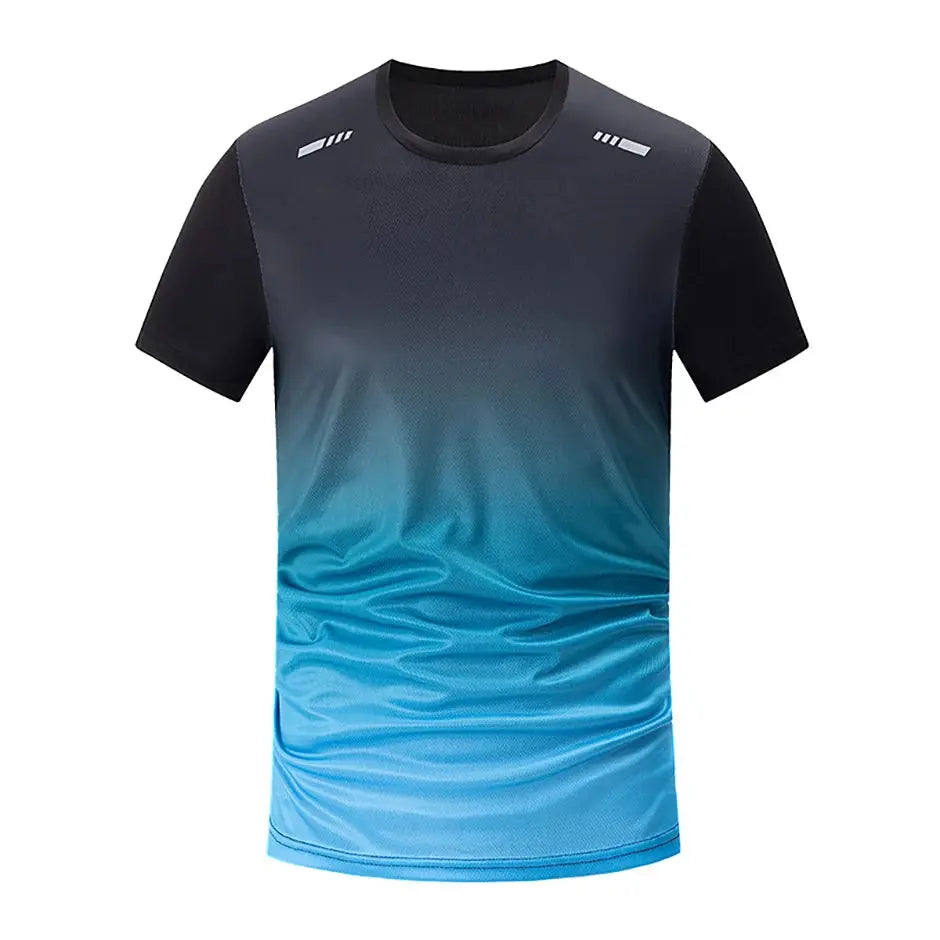 Men's Seasonal Sports Short Sleeve Top & Running Shorts Set – Gradient Quick Drying Multi-Colour Casual Set - Rehmiar