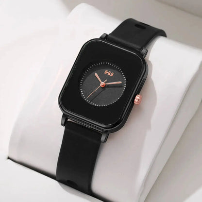 Stylish Rectangle Women’s Quartz Watch – Soft Silicone Band, Casual Sport Look (No Box) - Rehmiar