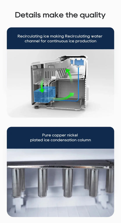 Automatic Ice Maker Machine – Self-Cleaning Portable Ice Maker for Kitchen, Office, Bar & Party, 50Hz/60Hz