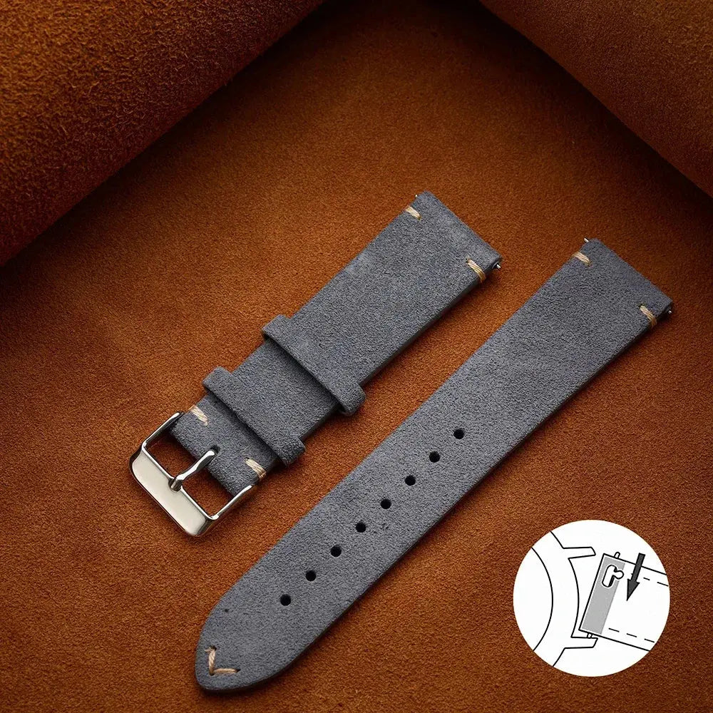 Wristband 20mm 22mm 4mm 16mm 18mm Quick Release Soft Suede Strap Brown Watch Bands Calfskin Women & Men Accessories - Rehmiar