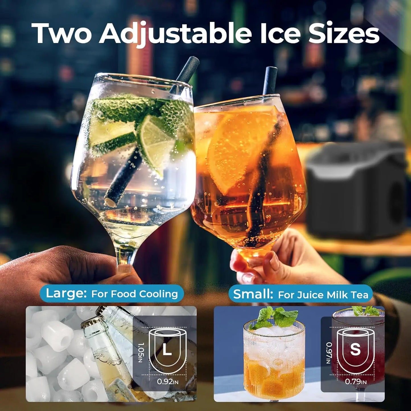 Portable Mini Ice Maker – 26Lbs/Day, 6-Minute Bullet Ice, Energy-Saving