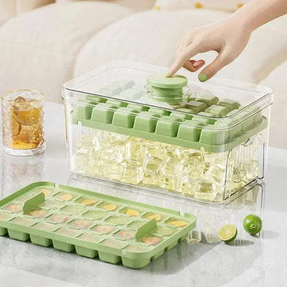 48-Grid Ice Cube Tray with One-Touch Release – Portable Ice Maker Mold & Ice Box - Rehmiar