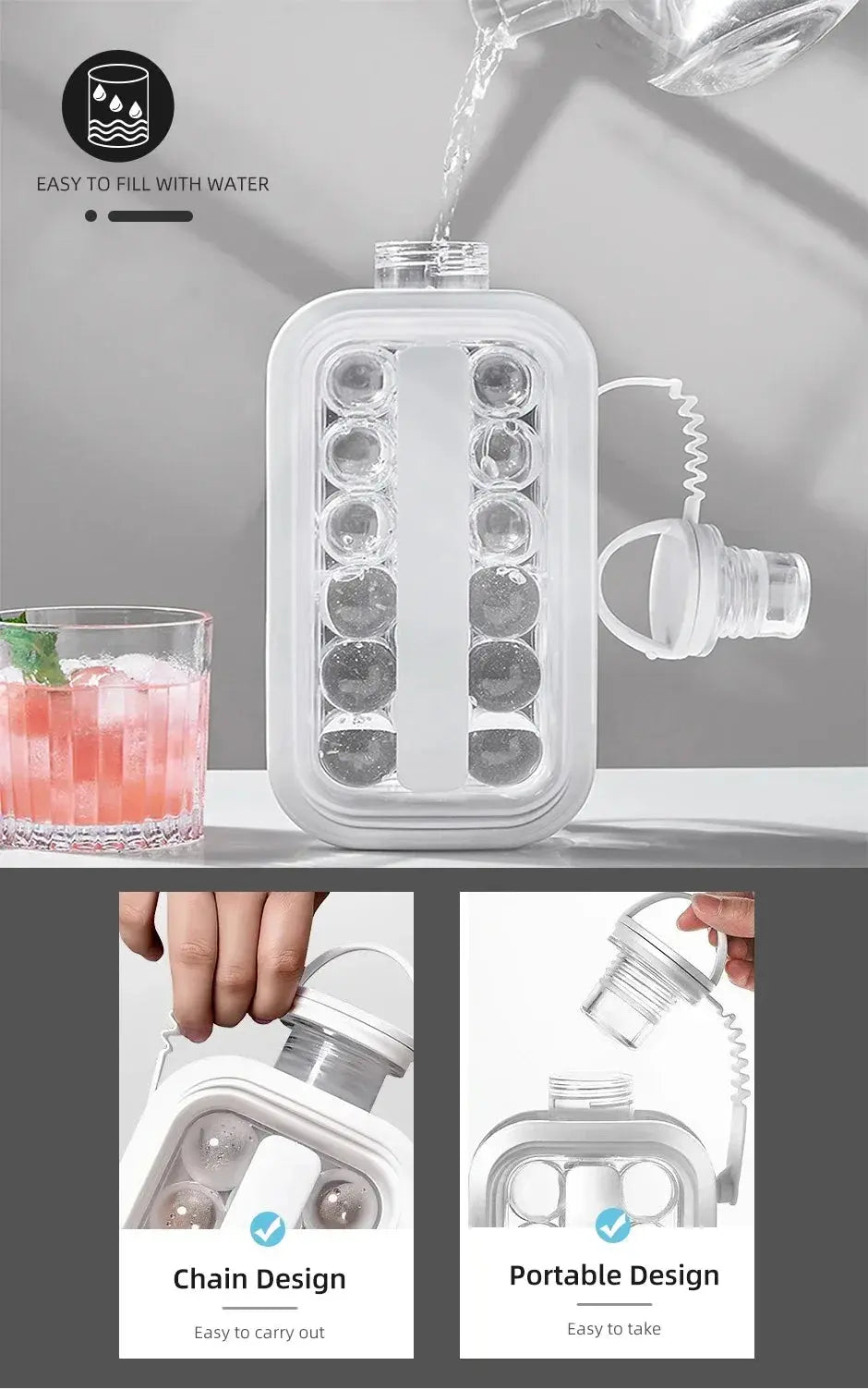 2-in-1 Portable Ice Maker Water Bottle – Folding Ice Cube Mold & Drink Bottle - Rehmiar