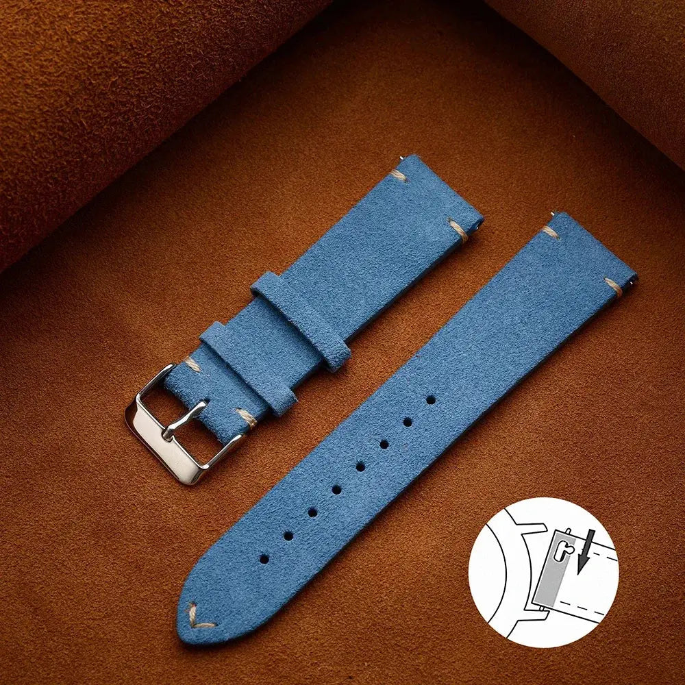 Wristband 20mm 22mm 4mm 16mm 18mm Quick Release Soft Suede Strap Brown Watch Bands Calfskin Women & Men Accessories - Rehmiar