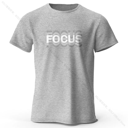 Focus Letter Minimalist Style 100% Lightweight Cotton T-Shirt, - Rehmiar