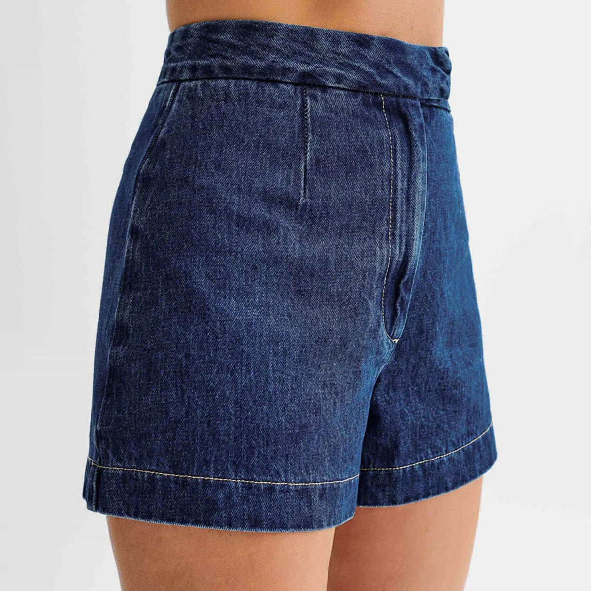Summer Women's Denim Shorts Suit Sleeveless O-neck Modern Fit Vest High Waist Wide Leg Shorts
