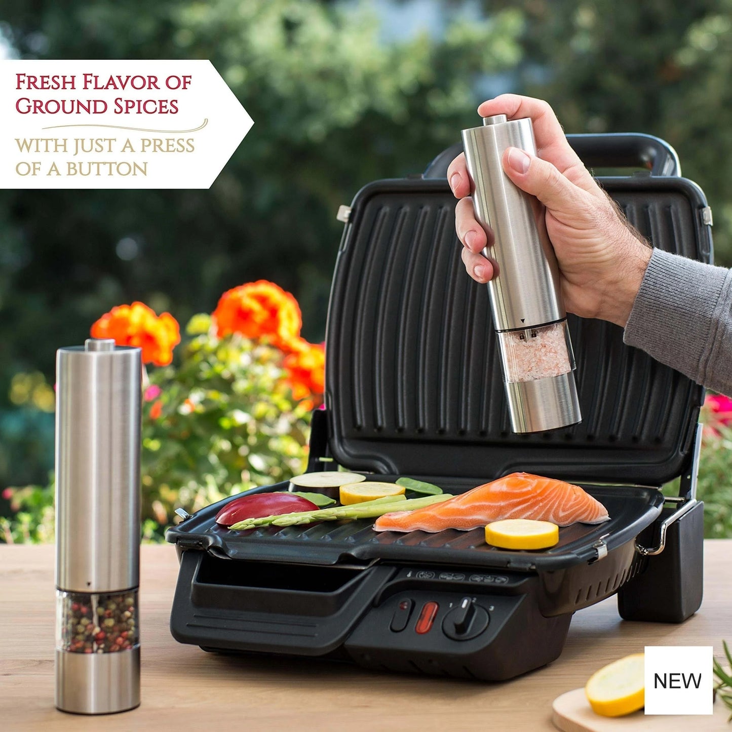 Electric Salt and Pepper Grinder Set – One-Handed Operation Stainless Steel Spice Mill with Light, Automatic for Kitchen