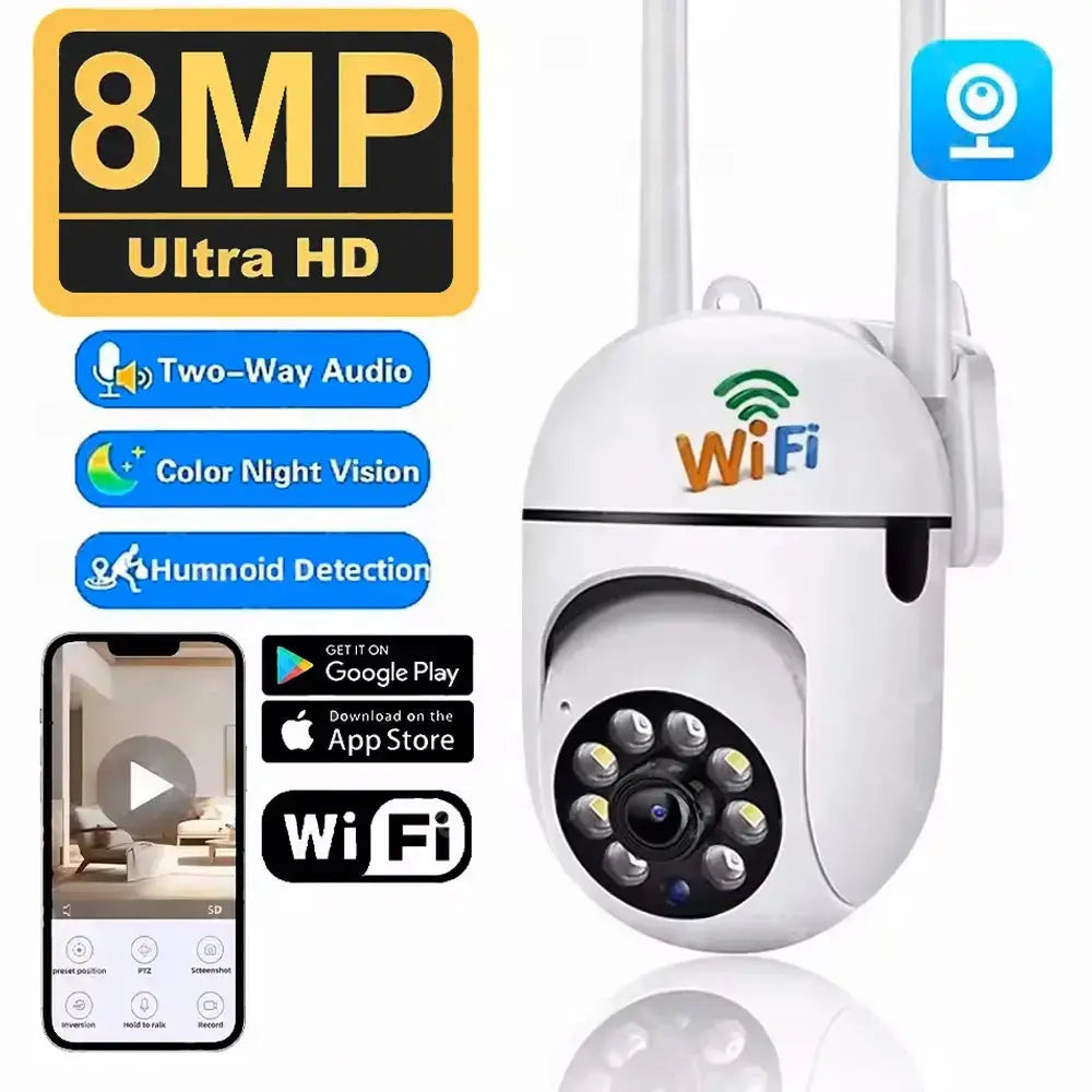 8MP Wireless Outdoor Security Camera – 4X Zoom, AI Human Tracking, Two-Way Audio & Colour Night Vision Rehmiar