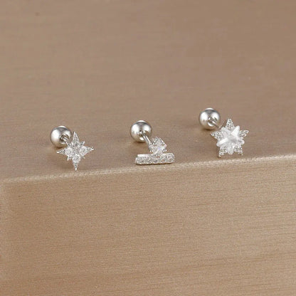 3PCS Stainless Steel Gold Colour Crown Stud Earring Set for Women 14K Gold Plated Crystal Zircon Unique Horse Eye Earring Jewellery