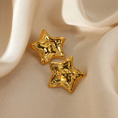 Geometric Flower Stainless Steel Earrings Women Sweet Sunflower Star Gold Colour Ear Jewellery