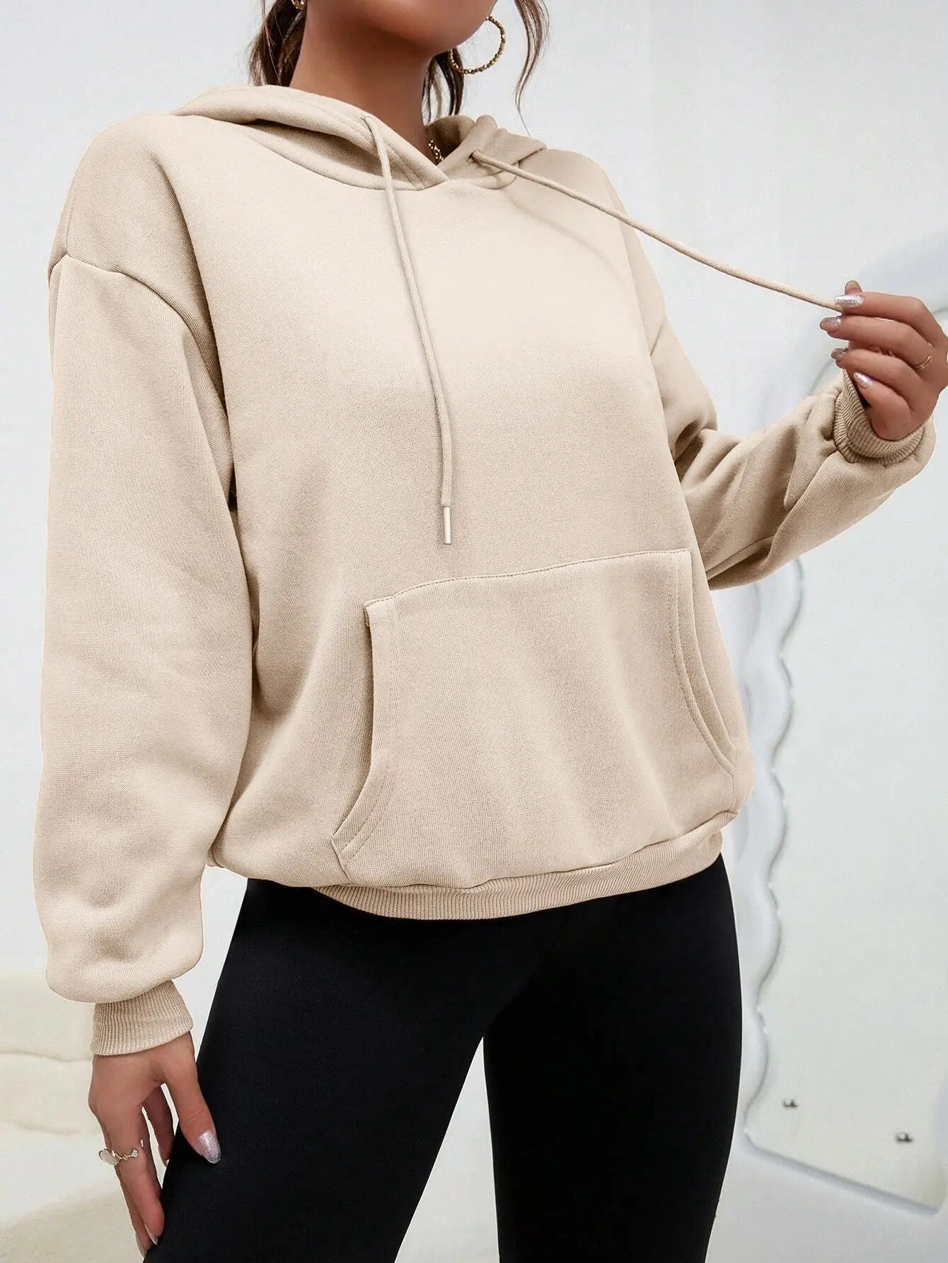 Solid Colour Hoodie for Female Casual Fleece Pocket Hoodies Multicolour Unisex Women Streetwear Autumn Clothing