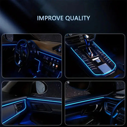 5-in-1 Car Interior LED Ambient Light Strip – 6M Fiber Optic Atmosphere Lighting Kit with APP & Remote Control - Rehmiar