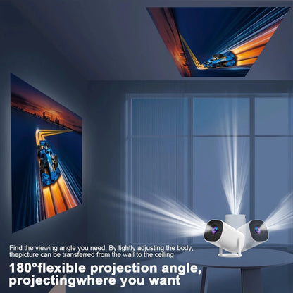 Portable Smart Projector with Wi-Fi 6 & Bluetooth 5.0 – Native 720P Supports 4K, Adjustable Screen, 180° Rotation