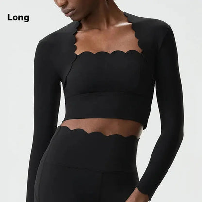 Women’s Long Sleeve Yoga Crop Top – Slim Fit Stretch Workout Shirt with Built-In Pads Rehmiar