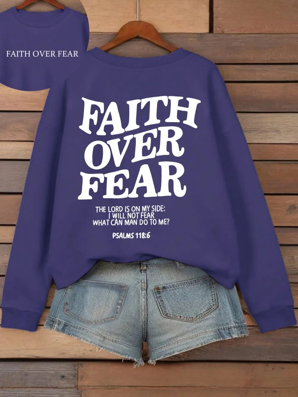 Casual Women's Hoodies Faith Over Fear Letter Printing Sweatshirts Fleece Warm Comfortable Pocket Pullovers Autumn Streetwear