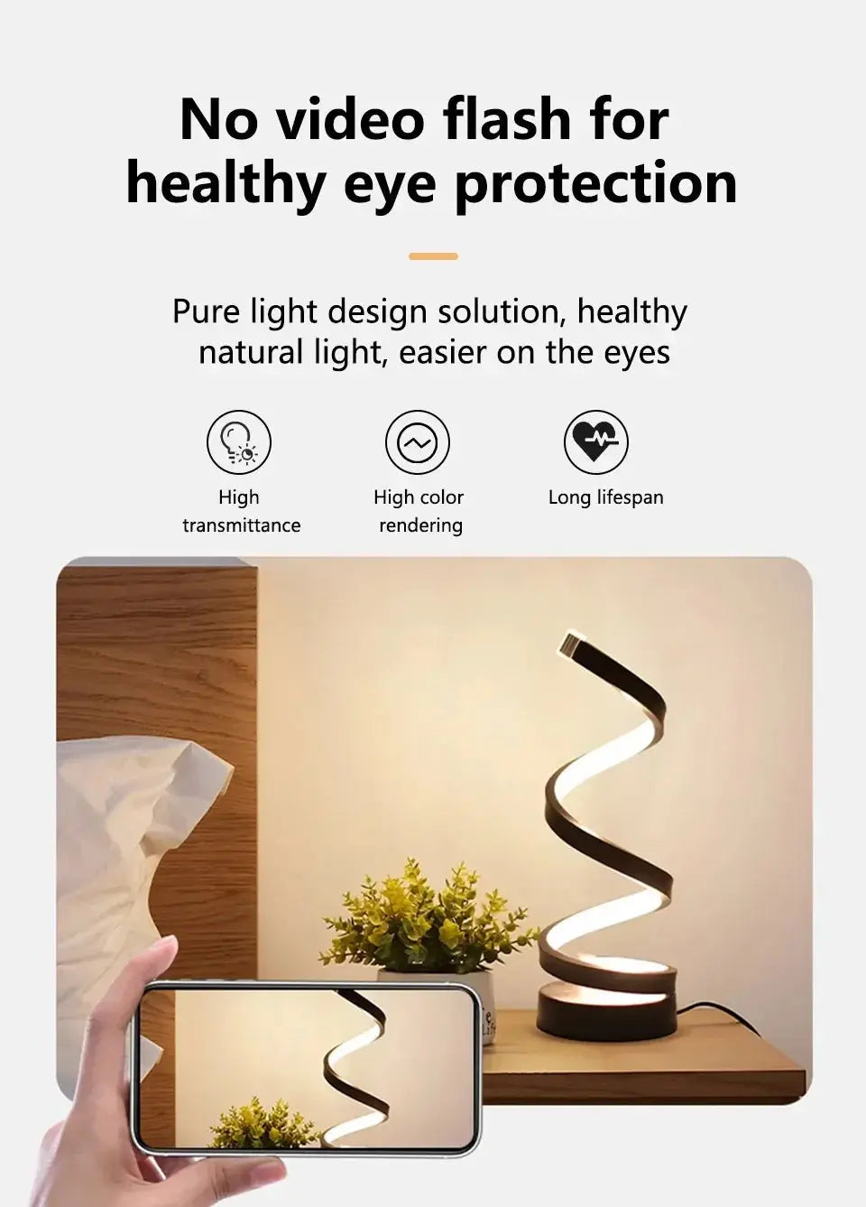 Creative Spiral LED Night Light – Dimmable 3-Color Table Lamp for Living Room, Office, Bedroom & Bedside Decor, USB Plug-In - Rehmiar