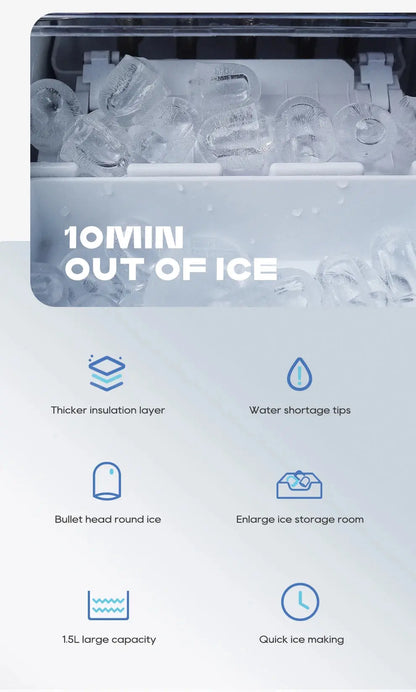 Automatic Ice Maker Machine – Self-Cleaning Portable Ice Maker for Kitchen, Office, Bar & Party, 50Hz/60Hz