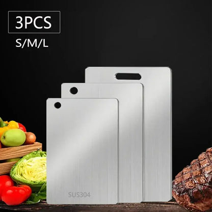 WXCOO Stainless Steel Kitchen Cutting Board – Food Grade Thick Chopping Board for Meat, Vegetables & Fruit - Rehmiar