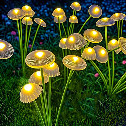 Dual Mode Solar Mushroom Garden Lights – LED, Waterproof, Jellyfish Design for Pathway, Patio & Yard Ambiance - Rehmiar