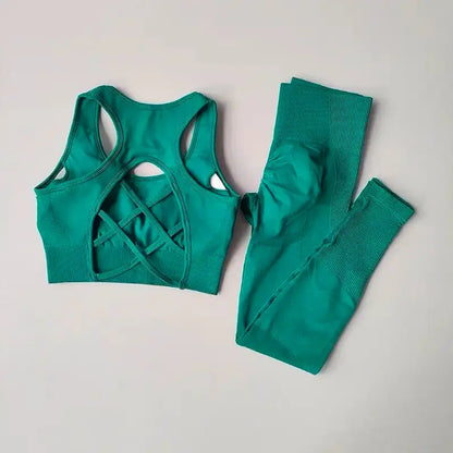 2-Piece Women's Sports Bra & Leggings Set – Professional Fitness Tank Top Bra, Shockproof Running & Yoga Suit Rehmiar