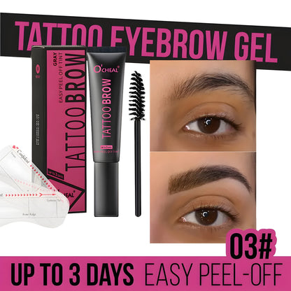Waterproof Tattoo Brow Peel Off Tint with Stencils - Semi-Permanent Eyebrow Tint Lasts Up to 3 Days - Easy to Apply, Long-Lasting - Rehmiar