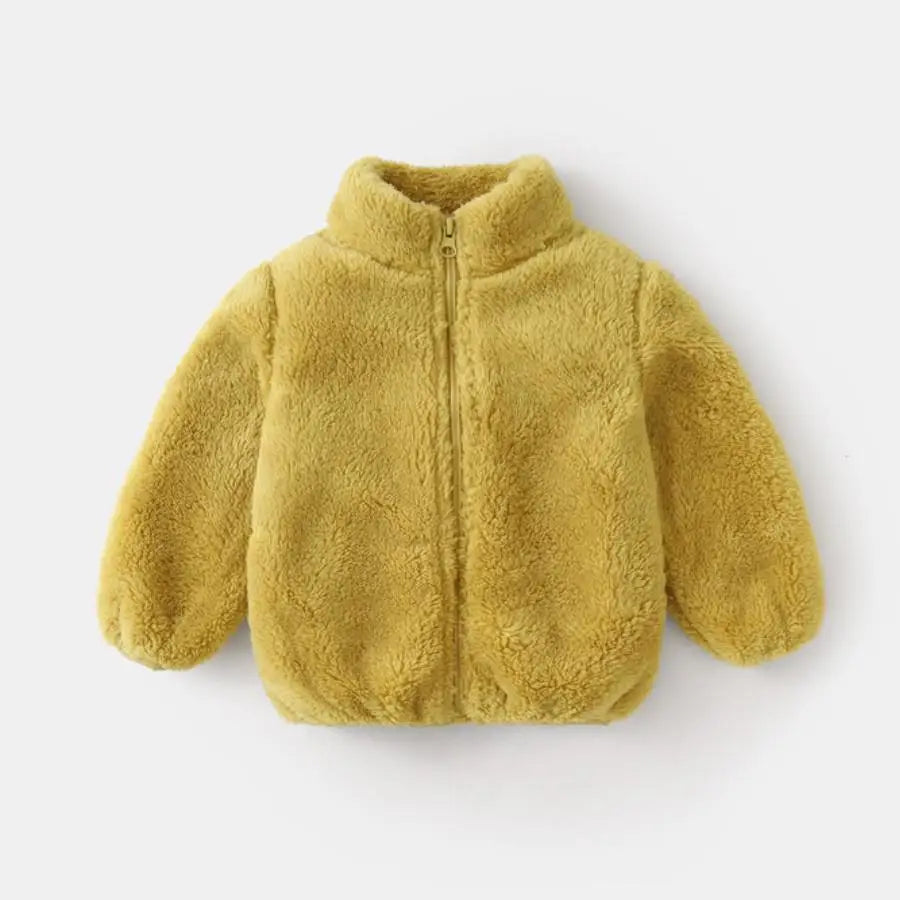 Solid Colour Children Plush Coat Autumn Winter Warm Baby Girl Boy Casual Jacket