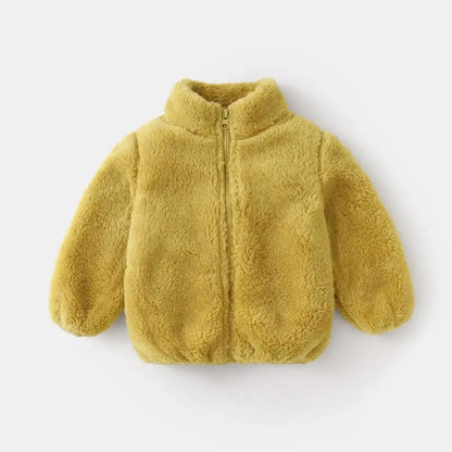 Solid Colour Children Plush Coat Autumn Winter Warm Baby Girl Boy Casual Jacket