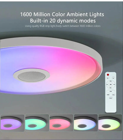 Smart RGB LED Ceiling Lamp – APP & Remote Control, Dimming, Music Sync with Speaker for Living Room & Bedroom - Rehmiar