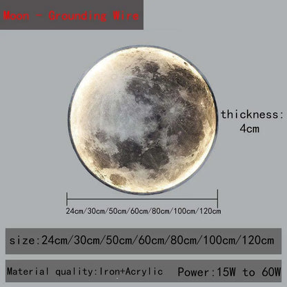 LED Wall Light Remote Dimming Moon Earth Wall Light - Rehmiar