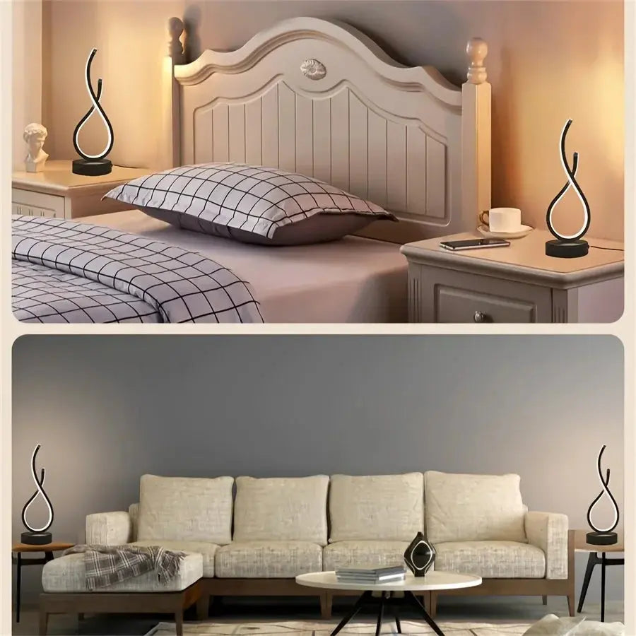 Creative Spiral LED Night Light – Dimmable 3-Color Table Lamp for Living Room, Office, Bedroom & Bedside Decor, USB Plug-In - Rehmiar