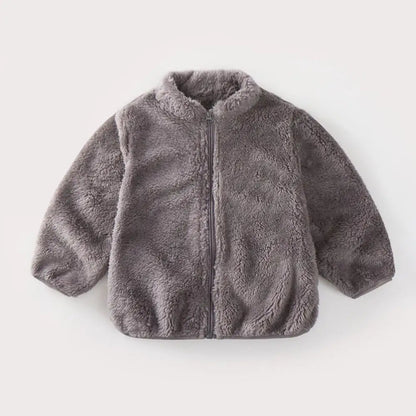 Solid Colour Children Plush Coat Autumn Winter Warm Baby Girl Boy Casual Jacket