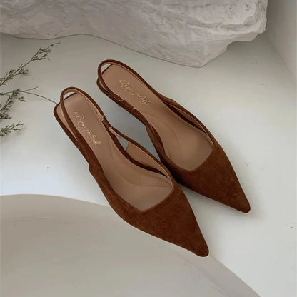 Bailamos Elegant Pointed Toe Slingback Sandals for Women – Low Heel Summer Dress & Office Shoes - Rehmiar