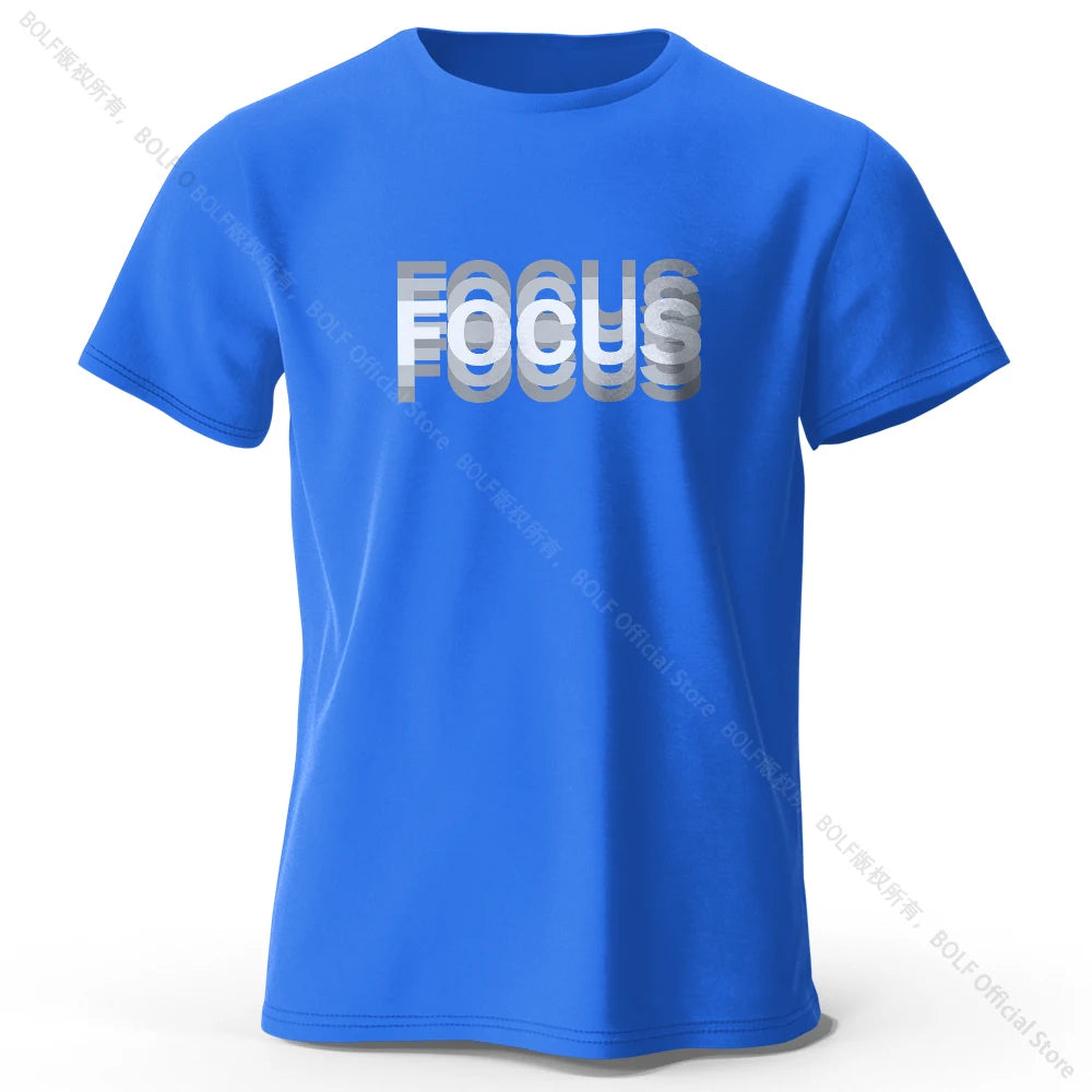 Focus Letter Minimalist Style 100% Lightweight Cotton T-Shirt, - Rehmiar