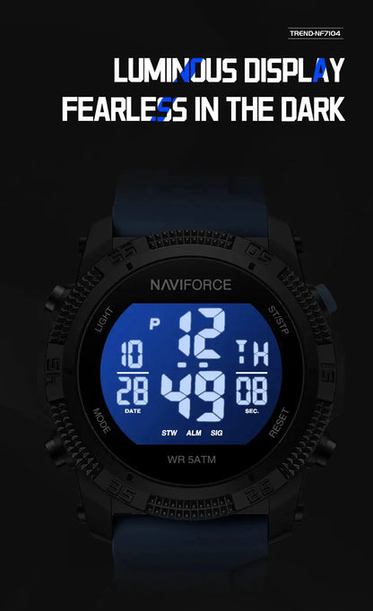 Naviforce  Luxury Men's Fashion Watch – Water Resistant Silicone Strap LCD Electronic Clock