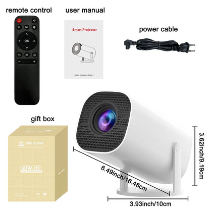 Portable Smart Projector with Wi-Fi 6 & Bluetooth 5.0 – Native 720P Supports 4K, Adjustable Screen, 180° Rotation