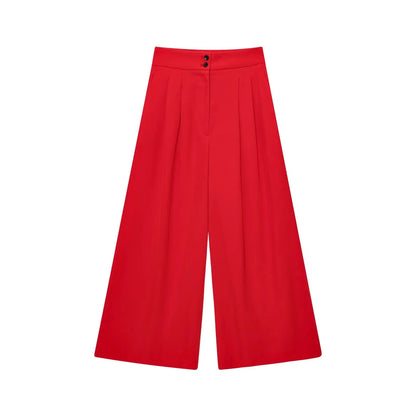 Women's Trouser Suits Sleeveless V-Neck Top with Belt Straight Pants Sets - Rehmiar