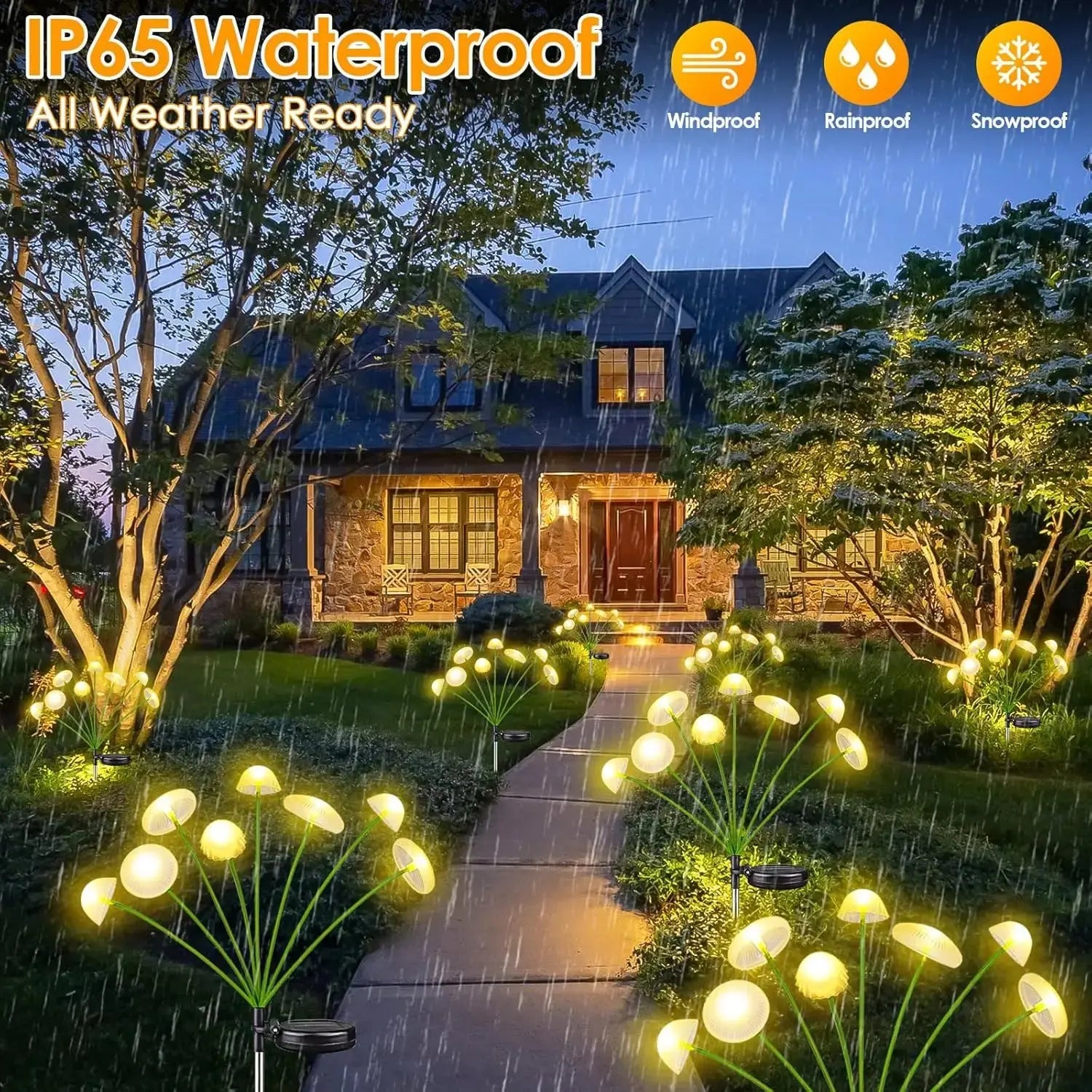 Dual Mode Solar Mushroom Garden Lights – LED, Waterproof, Jellyfish Design for Pathway, Patio & Yard Ambiance - Rehmiar