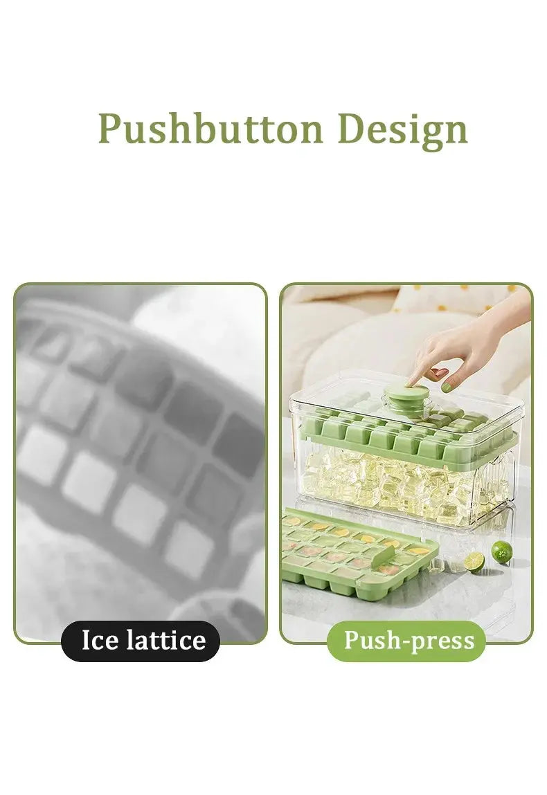 48-Grid Ice Cube Tray with One-Touch Release – Portable Ice Maker Mold & Ice Box - Rehmiar