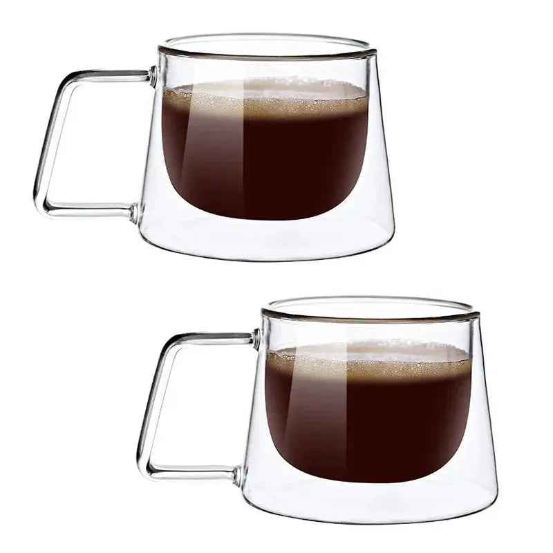 200ML Double Wall Glass Espresso Cup – Heat-Resistant Coffee Mug with Handle for Cappuccino, Latte, Tea & Water - Rehmiar
