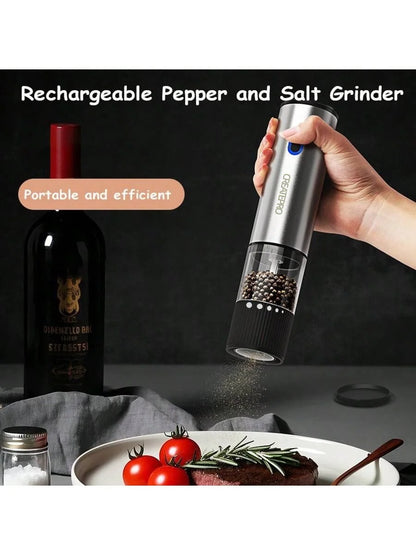 Electric Salt and Pepper Grinder – Automatic Rechargeable Mill with Adjustable Coarseness, Kitchen Appliances