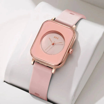 Stylish Rectangle Women’s Quartz Watch – Soft Silicone Band, Casual Sport Look (No Box) - Rehmiar