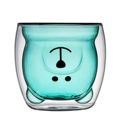 250ml Double-Wall Glass Mug – Cute Bear Design for Milk, Coffee, Tea & Juice, Valentine's Day & Anniversary Gift Rehmiar