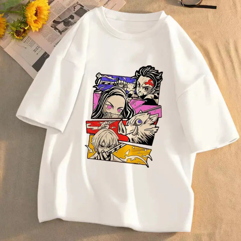 Demon Slayer Unisex Anime Graphic T-Shirt – Summer Short Sleeve Streetwear Tee - Rehmiar