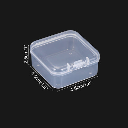 Clear Storage Box with Hinged Lid, Plastic Stackable Rectangle Organizer Container for Small Jewlery  Items - Rehmiar