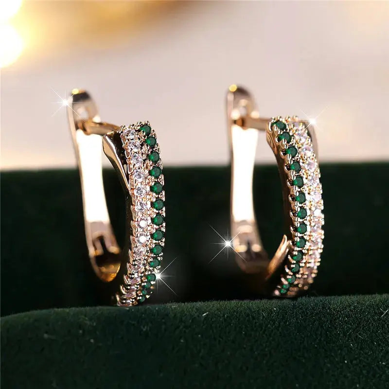 Red Zircon Clip On Earrings Gold Tone Wedding Party Jewellery for Women - Rehmiar