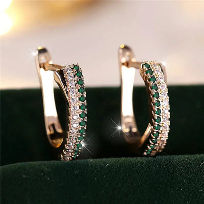 Red Zircon Clip On Earrings Gold Tone Wedding Party Jewellery for Women - Rehmiar