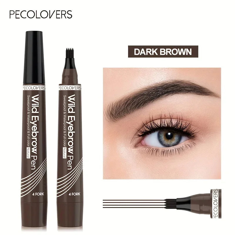 5 Colours Liquid Eyebrow Pen, Long Lasting Eyebrow Tattoo, 4-splitted Head Tint Pen - Rehmiar